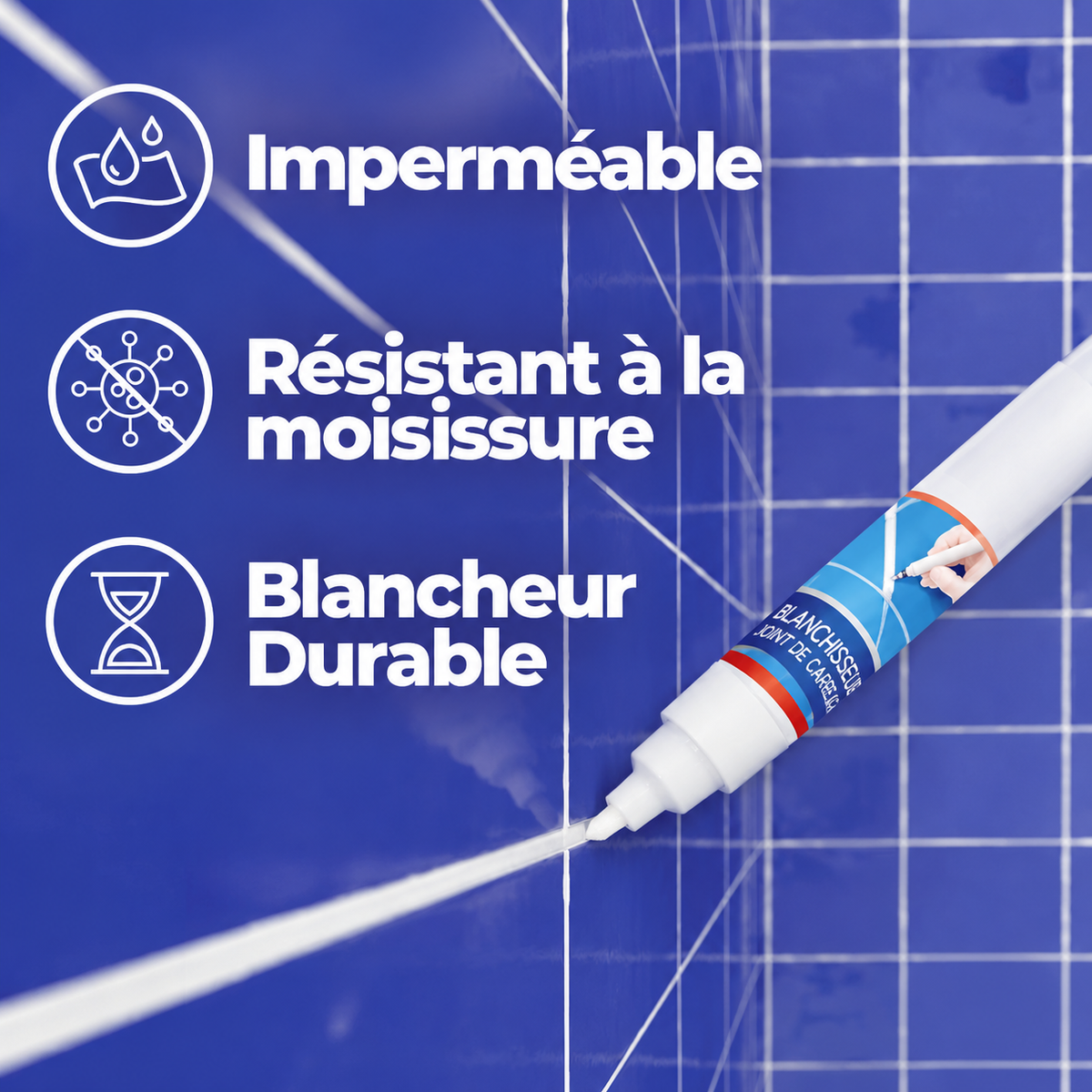 Feutre Blanchisseur de Joints de Carrelage – Blancheur Durable et Protection Imperméable